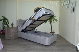Resim Bengi Ticaret Tek Kişilik Gri Baza + Başlık + Yatak 90 x 190 cm 
