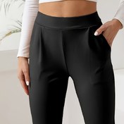 Resim Cepli Rahat Elastik Bel Düz Renk Pantolon, Kadınlar için Çok Yönlü Giyim Her Mevsime Uygun Günlük Kıyafetler 