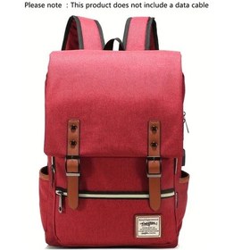 Resim Cordial Vintage Tarzı Açık Mavi Burgundy Laptop Sırt Çantası Kahverengi Kayışlar Ve Cepler 15.6 İnç Bilgisayar - Siyah 