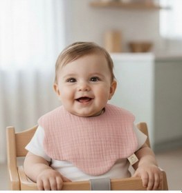 Resim 3'lü %100 Pamuklu Organik Soft Renkler 8 Katlı Müslin Bebek Önlük / Salya Önlüğü/nikel Free Çıtçıt 