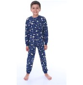 Resim Zuzunga Astronot Temalı Pamuk Unisex Çocuk Pijama Takımı Lacivert2 Lacivert 
