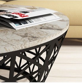 Resim Variant Stil Metal Mermer Desenli Orta Sehpa - Beyaz Mermer 