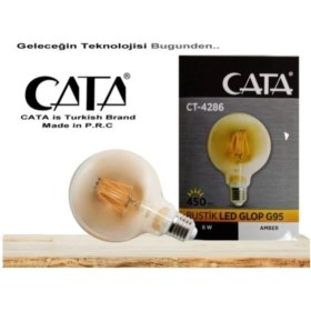 Resim Cata 2 Adet CT-4286 6W E27 Rustik LED Glop G95 Ampul Amber 
