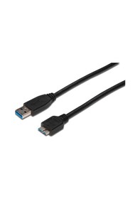 Resim Usb 3.0 Bağlantı Kablosu, Usb A Erkek - Usb Micro B Erkek, 1 Metre, Awg 28, Usb 3.0 Uyumlu, Ul, Siyah Renk-18574 