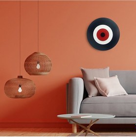 Resim Minimalist Siyah Nazar Boncuğu El Yapımı Ahşap Büyük Nazarlık 30 