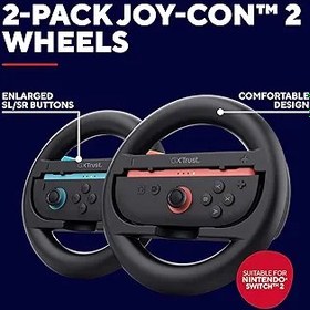Resim GXTrust 1257 Joy-Con Nintendo Switch 2 konsolu için direksiyon, 2'li set direksiyon, Switch 2 ile uyumlu, yarış direksiyonu, Mario Kart World için, 2 adet, siyah 