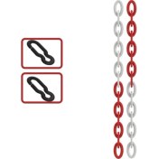 Resim Zeplin Plastik Zincir - Trafik Zinciri Kırmızı Beyaz 8 mm x 10 m 