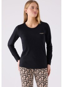 Resim Pierre Cardin 8891 Paris Kadın Yuvarlak Yaka Siyah Uzun Kol Pijama Takım 001 