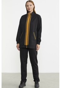 Resim Sementa Fermuarlı Dik Yaka Tunik Eşofman Takım - Siyah 001 