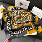 Resim Kadınlar için Vintage Leopar Desenli Saten Eşarp - Renkli Polyester Kare Eşarp, Boyun Aksesuarı veya Saç Aksesuarı için Yumuşak ve Pürüzsüz Dokusu 