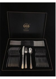 Resim Petra Parlak Altın Ggs Solingen 96 Parça Çatal Kaşık Bıçak Takımı Altın 