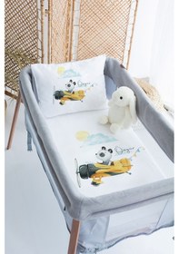 Resim Lilabio %100 Pamuk Saten İsme Özel İsimli 70x120 Park Yatak Nevresim Seti Pilot Panda 