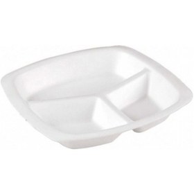 Resim 3 Gözlü Köpük Tabak 200 Adet Beyaz 