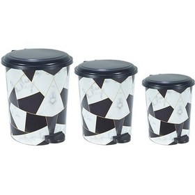 Resim Desenli Pedallı Karışık Desen 3'lü Çöp Kovası Takımı Royaleks-m10144 Diğer 