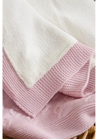 Resim Toffy Toz Pembe Sarmaşık Örgü Bebek Battaniyesi 100x100 Pembe 