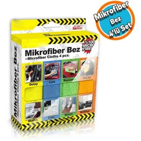 Resim Araba Araç Otomobil Oto Ev Zemin Parke Kurulama Temizleme Mikrofiber Bez Kutulu 4'lü Set 
