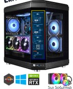 Resim Zeiron Evo X7 Ryzen 7 5700X 32GB RAM 1TB M.2 SSD RTX4060 Sıvı Soğutmalı 12" LCD Ekranlı Oyuncu Bilgisayarı 