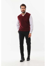 Resim Pelikan Erkek V Yaka Desenli Süveter 7612 Kiremit 