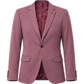Resim Plus Scorpion Erkek Pamuklu Penye Likralı Tek Düğmeli Çift Yırtmaçlı Blazer Ceket Bordo 