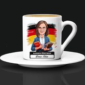 Resim Kadın Almanca Öğretmeni Karikatürlü Kahve Fincanı 