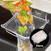 Resim 50 Adet Paslanmaz Çelik Lavabo Süzgeci, 50 Adet Bonus Örgü Filtre Torbası, 304 Mutfak Lavabo Artık Köşe Süzgeci, Mutfak Malzemeleri 