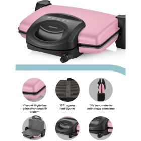 Resim Özbience 5 Kademeli Pembe Izgara Tost Makinesi, Pratik ve Şık Tasarım 
