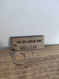 Resim Miracix Ahşap Plaka ve İsim Yazılı Anahtarlık Kişiye Özel Kazıma 
