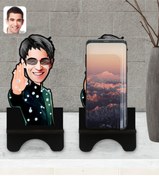 Resim Bk Gift Kişiye Özel Matrix Neo Karikatürlü Ahşap Biblo Telefon Standı-1 