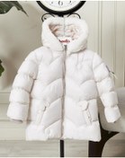 Resim Kız Bebek Kapüşonlu Fermuarlı Şişme Mont 51351 Krem 