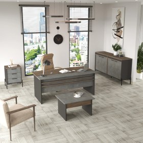 Resim Yurudesign Vista Abce Ofis Masa Takımı Modern Tasarım Ahşap ve Beton 1800x895x750 mm 