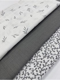 Resim Sahra İpek Organik Pamuk Müslin Örtü 3 Lü Set 80 Cm X 80 Cm 