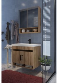 Resim Salvador Banyo Dolabı Çok Amaçlı Banyo Dolabı Ceviz 