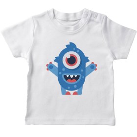 Resim Angemiel Baby Tek Gözlü Mutlu Canavar Erkek Bebek Tişört Beyaz B0359MDBBKETSRT 