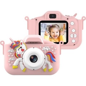 Resim Youtek Çocuklar İçin 1080p Hd Çift Kameralı, 32gb Bellek Kartlı, Oyun Özellikli Dijital Fotoğraf Makinesi - Pembe 