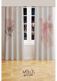 Resim Flower Art 2 Desenli Süet Oturma Odası Salon Fon Perde Baskılı Ekstrafor Büzgü 2 Kanat Prd-1031 Çok Renkli 