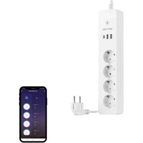 Resim Renklimestore Akıllı Wi-Fi Destekli 16A 4'lü Çocuk Kilitli Akım Korumalı Çoklu Priz - Neutronlife Uygulaması Üzerinden Kontrol - Zamanlayıcı Fonksiyon - USB Type-C Girişleri - 4'lü Priz 