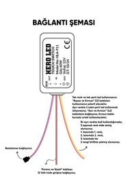 Resim Hero Led 12V Ayna Arkası Dokunmatik Anahtar 2 Tuşlu Buhar Çözücü On-Off Dimmer + Rezistans 