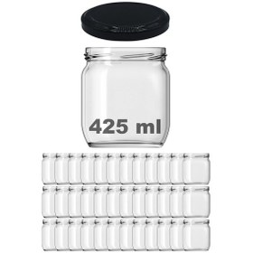 Resim Afracam 425 Ml Metal Kapaklı Şeffaf Cam Kavanoz 36 Adet Siyah 