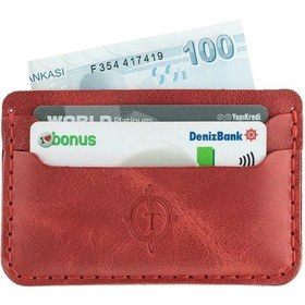 Resim Twingold İsme Özel Yatay Kartlık - %100 Rainbow Deri - A011001 - Kırmızı Kırmızı 
