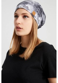 Resim Kadın Batik, Aqua Çok Renkli Ip Detaylı 4 Mevsim Şapka Bere Buff -ultra Yumuşak Doğal Penye Kumaş - Standart / Batik Batik 