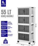 Resim obido Lavine Fold&go 4'lü Portatif Organizer Tekerlekli Dolap Çok Amaçlı Kapaklı Katlanır ”beyaz” 