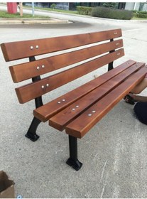 Resim Bahçe Bankı Döküm Ayaklı Bank Ahşap Bahçe Bankı Park Oturma Bankları Çok Renkli 