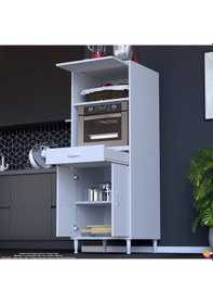 Resim Eliusta Ora 48 Cm Derinlikte Beyaz Mutfak/kiler Dolabı 60x162,4x48 Cm 1 Çekmece 3 Kapak Modüler Dolap Beyaz 