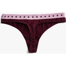 Resim Koton Pamuklu String Külot Slogan Baskılı Yıldız Detaylı Bordo Şarap 3wlk30031mk 3WLK30031MK495 Bordo 