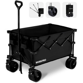 Resim Workpro WP285016 100Kg 4 Tekerli Katlanabilir Ağır Hizmet Taşıma Arabası / Plaj Arabası 