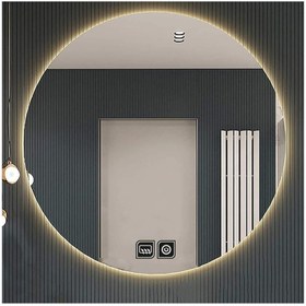 Resim DNR Mirror 45 Cm Buğu Yapmayan Dokunmatik Tuşlu Günışığı Ledli Yuvarlak Banyo Aynası 