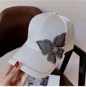 Resim Novahub Beyaz Kadınlar İçin Ayarlanabilir Yapay Elmas Kelebek Beyzbol Şapkası - Parıldayan Sahte Elmas İşlemeli, Şık Siperlikli Nefes Alabilen Pamuklu Güneşlik Beyaz Beyaz 
