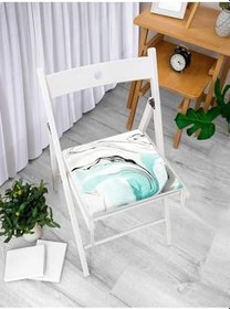 Resim RealHomes Ebru Sanatı Dijital Baskılı Fermuarlı Sandalye Minderi 
