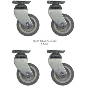 Resim Ofis Koltuk Dolap Etajer 360 Derece Döner 50 X 20 Tablalı Teker Gri 50 Mm 4 Adet Gri 