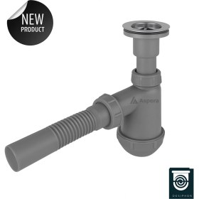 Resim Koku Önleyici Gri Taslı Lavabo Sifonu - Temizlenebilir Hazne, Körüklü Boru, Paslanmaz Giriş 